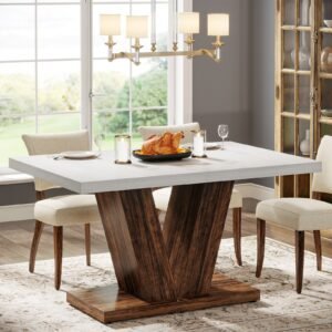 Table à Manger Rectangulaire Pieds V en Bois