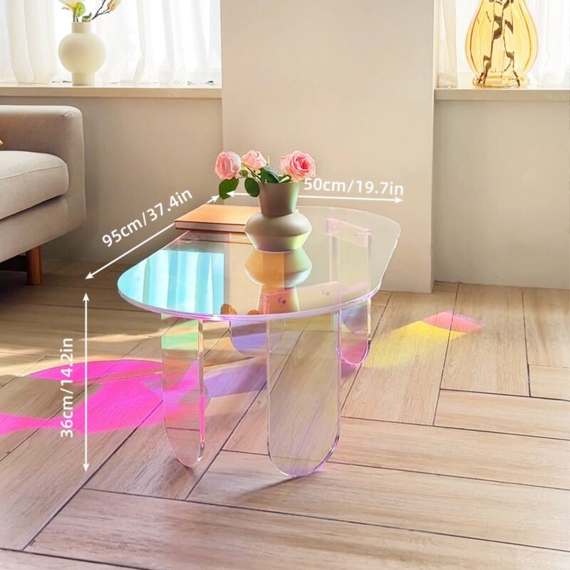 Table Basse Ovale en Verre Iridescent – Image 4