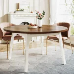 Table à Manger Ronde Bois & Pieds Blancs