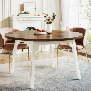 Table à Manger Ronde Bois & Pieds Blancs
