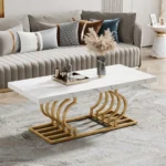 Table Basse Rectangulaire Marbre & Or