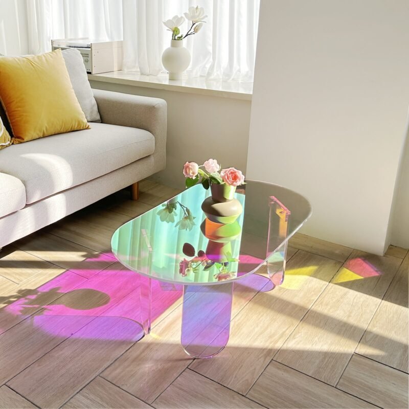 Table Basse Ovale en Verre Iridescent – Image 3