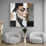 Tableau abstrait portrait femme