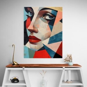 Tableau abstrait visage cubisme