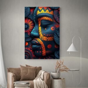 Tableau africain visage de profil