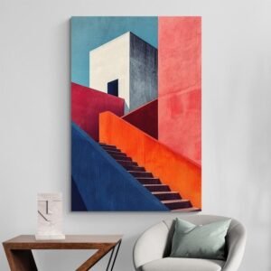 Tableau architecture rouge et bleu