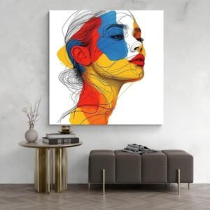 Tableau visage line art coloré